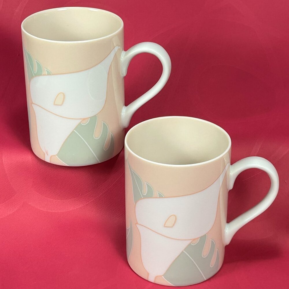 set of 2 Fitz & Floyd Japan Calla Lily coffee mugs